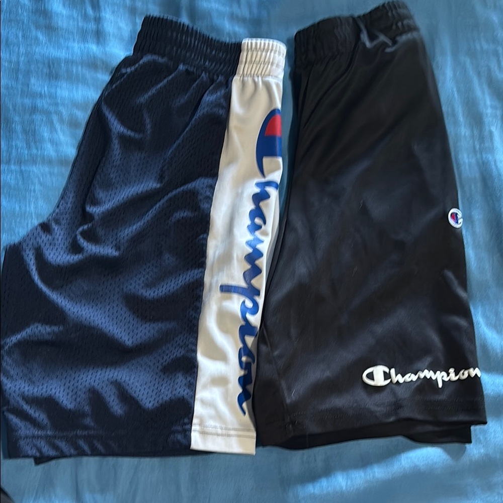 Champion Black and Blue Athletic Shorts with Elastic Waistband